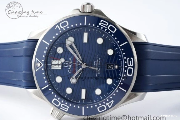 0417 Fashionable Seamaster Diver 300M ZF 1:1 Best Edition Blue Ceramic Blue Dial on Blue Rubber Strap A 7822